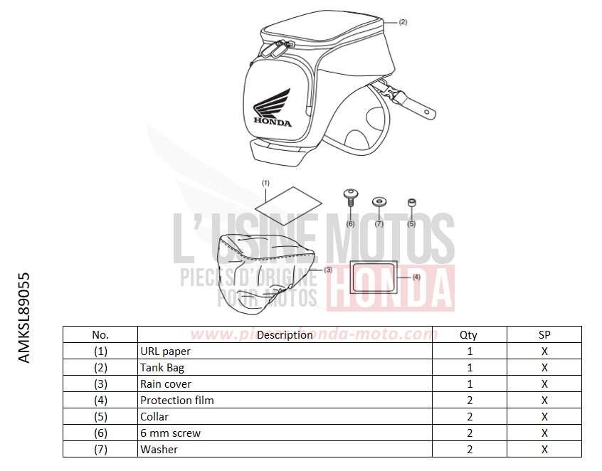 KIT,TANK BAG(3L) de Africa Twin DCT PEARL GLARE WHITE (NHB53H) 2022